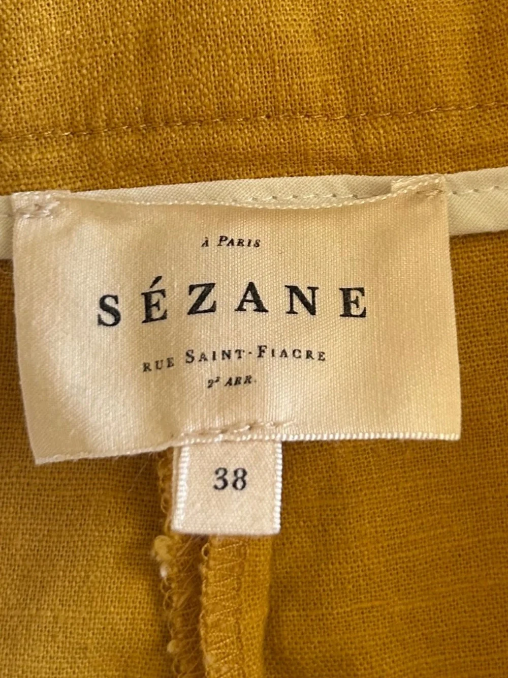 SEZANE Austin Paperbag Tie Waist Stretch Trousers Mustard Yellow Pants Sz 6 GUC